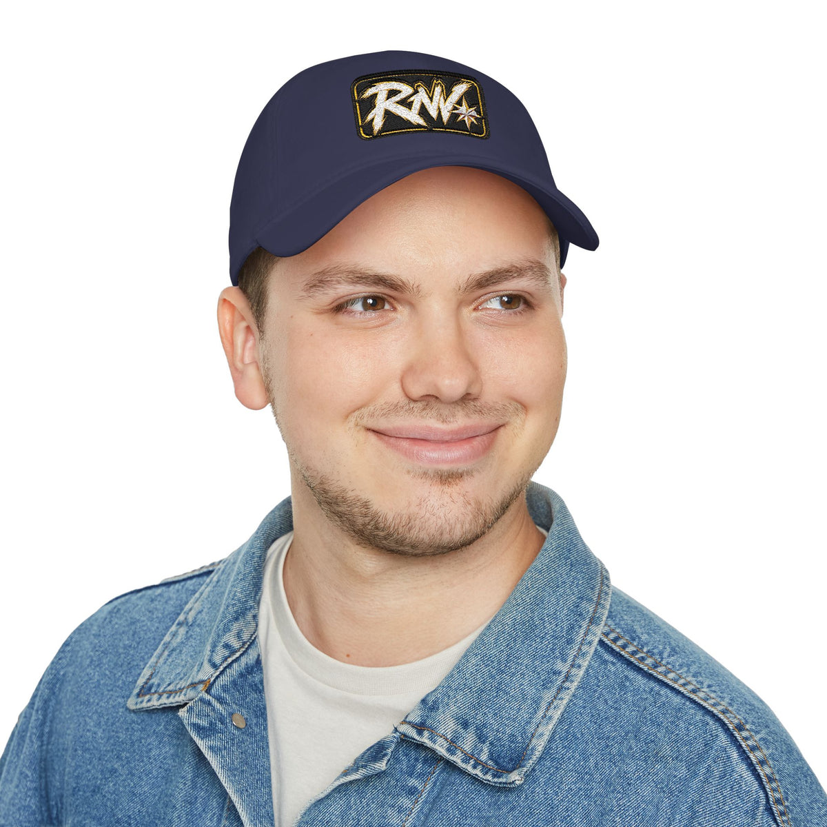 Hat-Red Low-Profile Baseball Cap with 'RW' Embroidered Patch — Casual Everyday Dad Hat