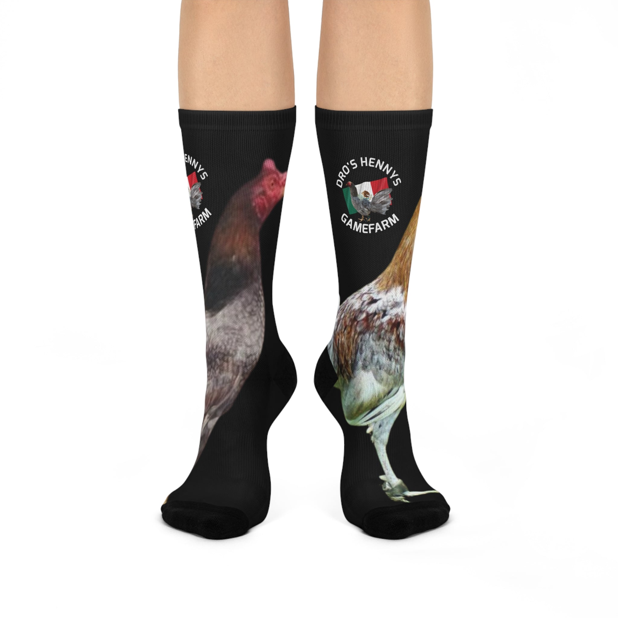 Henny-Rooster Print Cushioned Crew Socks — Gamefarm Hen Design