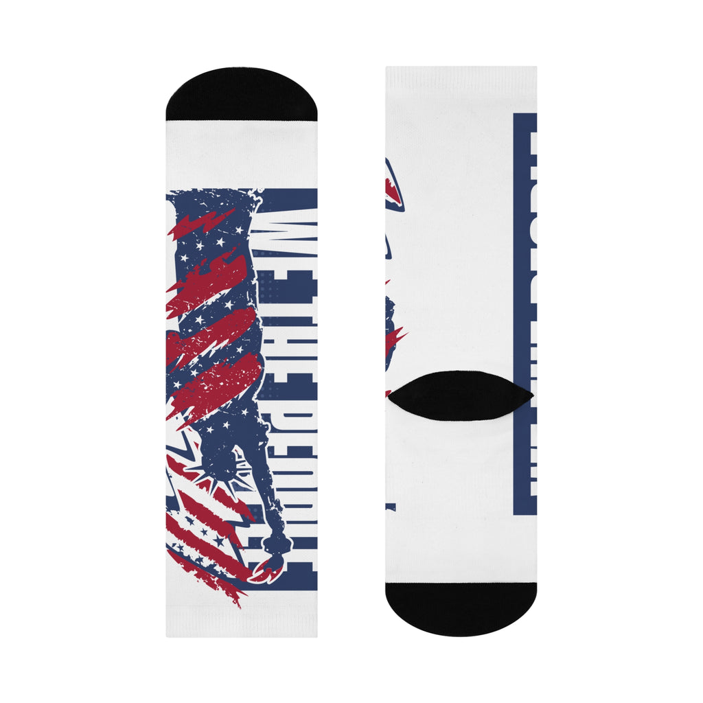 Ant-Cushioned Crew Socks — Patriotic 'Love the People' Eagle USA Flag Design