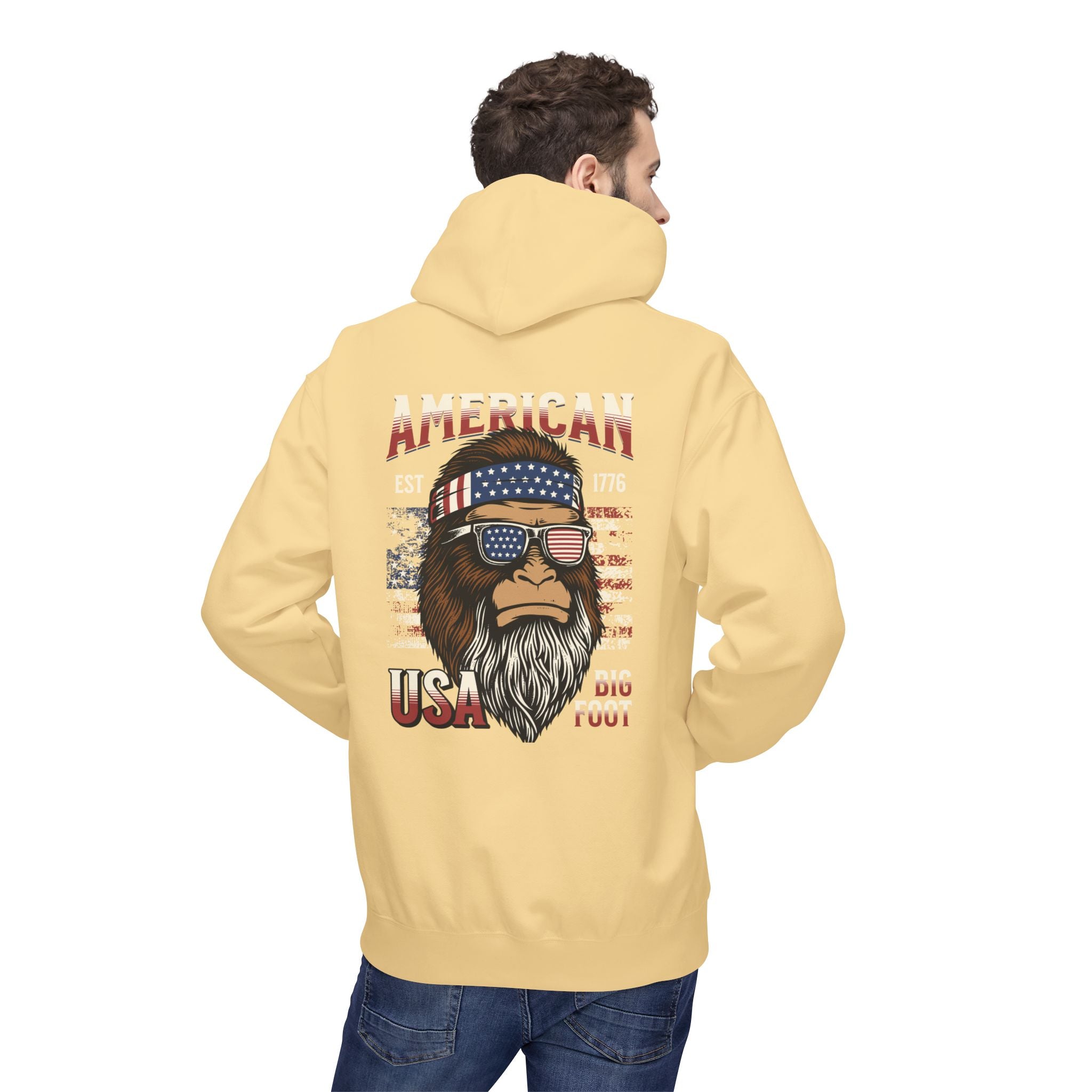 Ant-Hoodie - "God Bless America" Patriotic Ape Graphic USA Hoodie