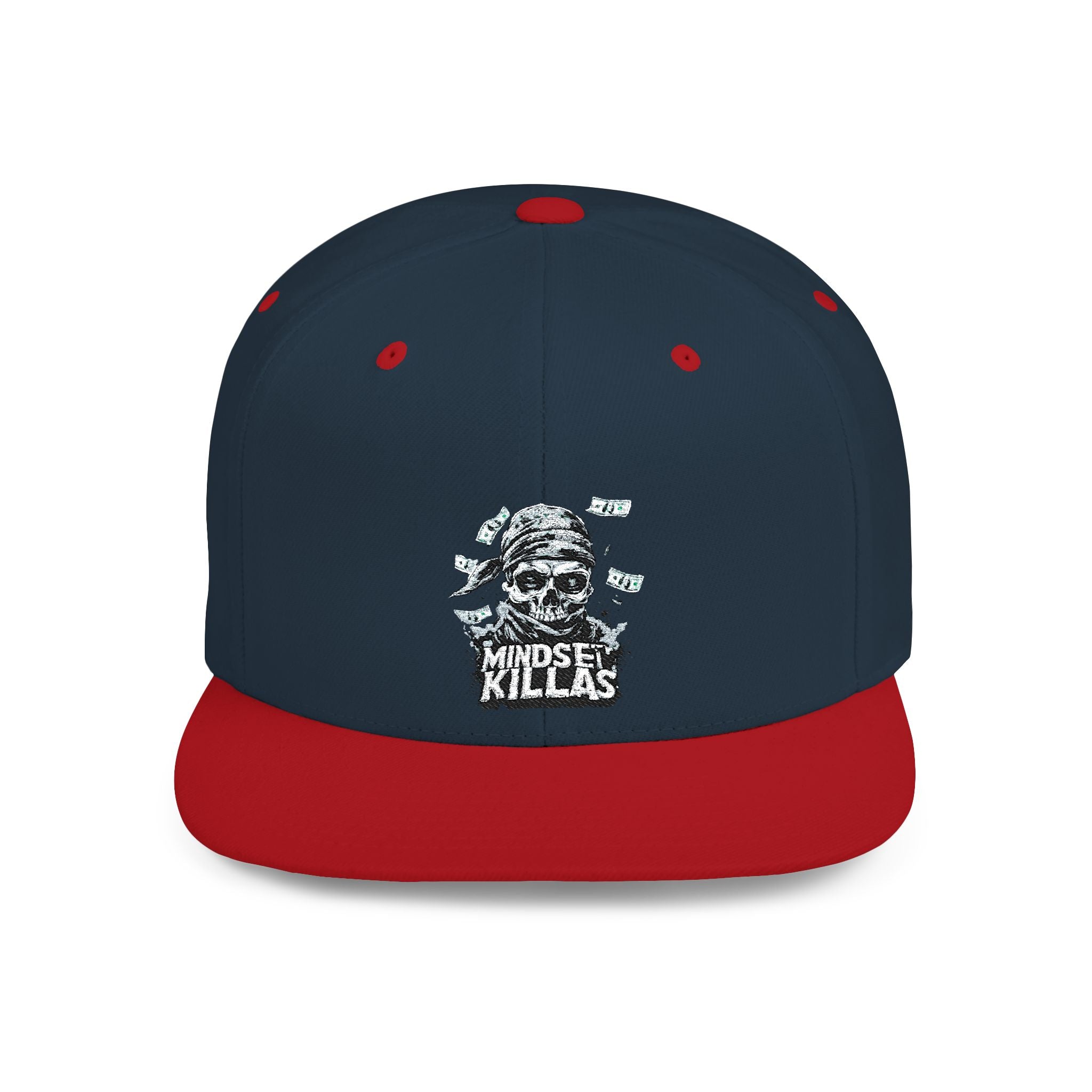 Mindset-Snapback Hat — "Kille" Skull Graphic Flat Bill Cap