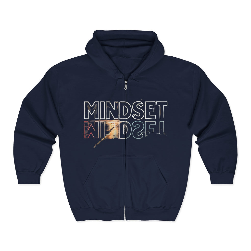 Zip- Mindset Reflection Zip Hoodie — 'MINDSET' Mirrored Statue Graphic