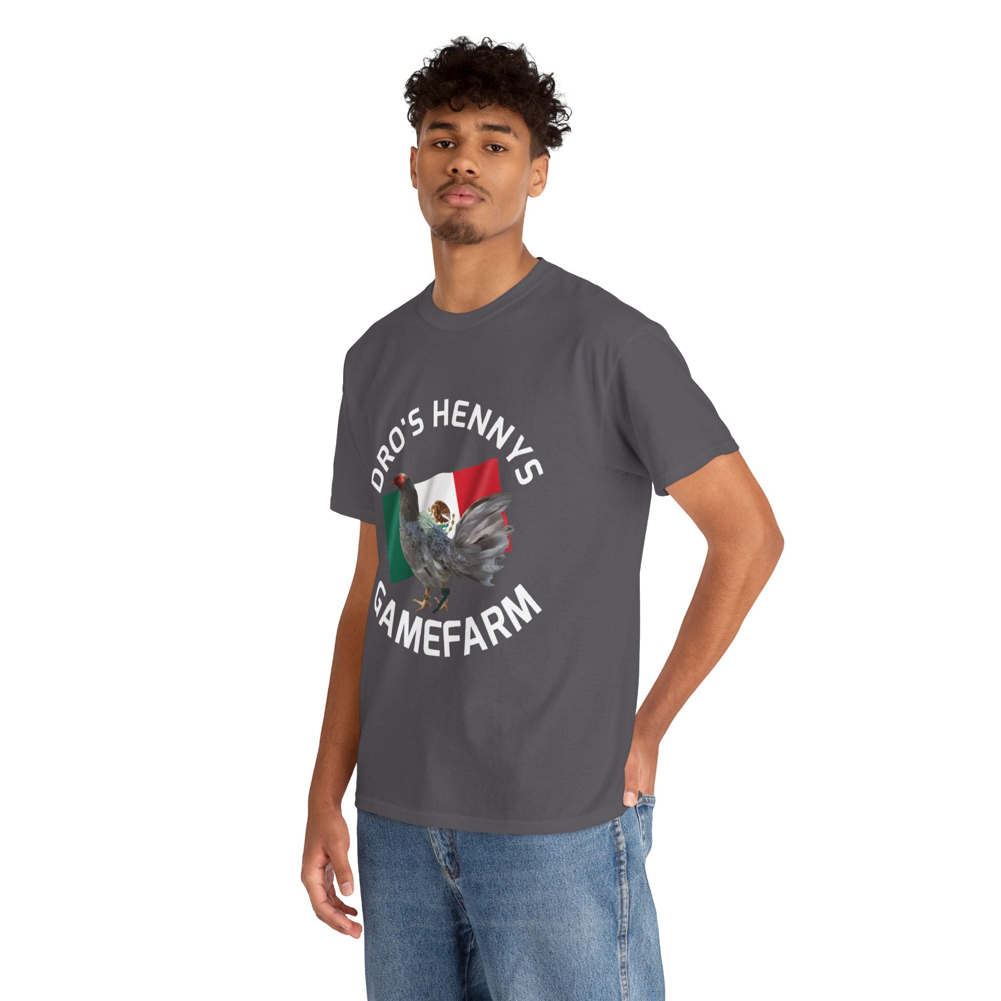 Henny-Gamefowl Tee — "Dro's Henny's Gamefarm" Mexican Flag Rooster Shirt
