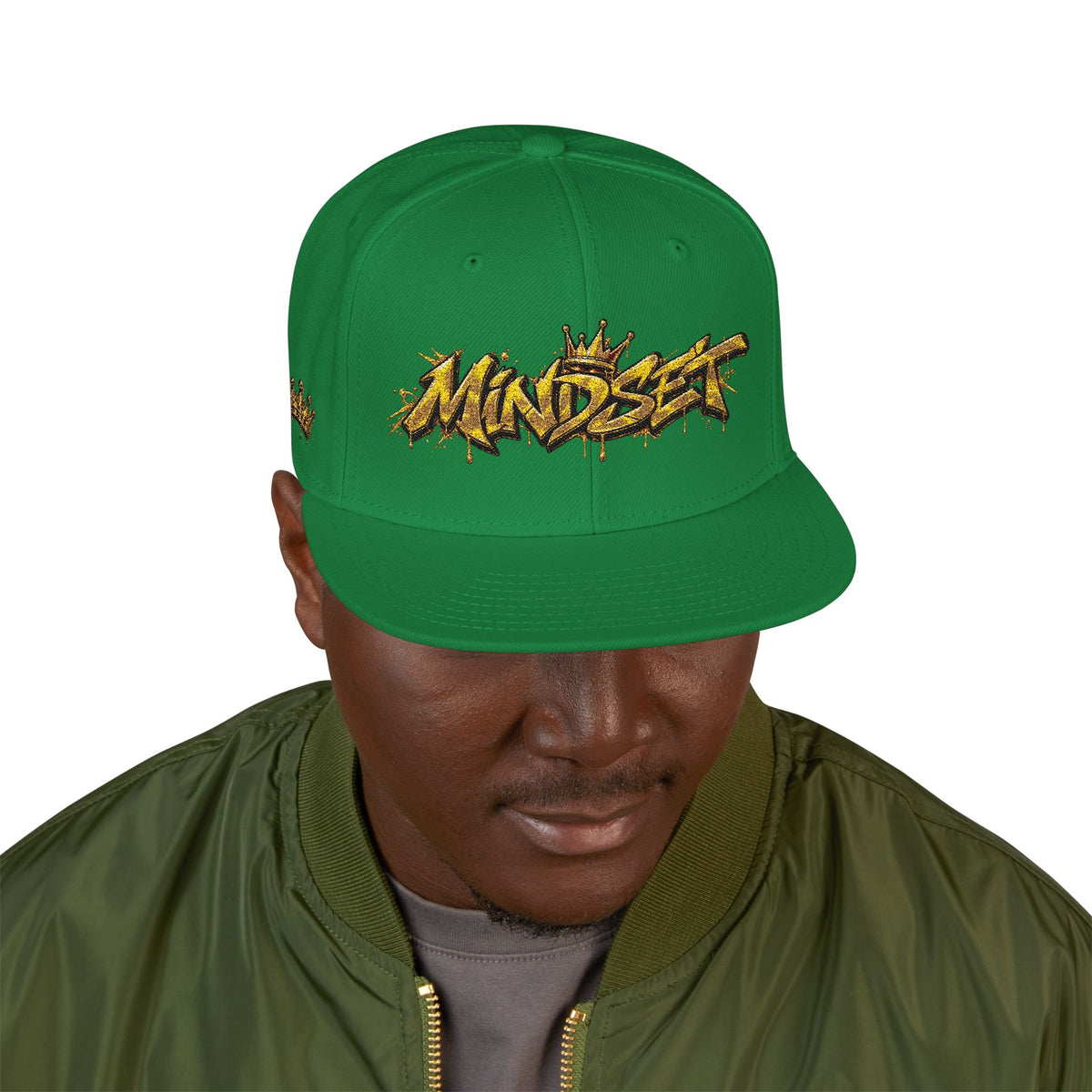 Hat-Embroidered Gold Graffiti Snapback Hat