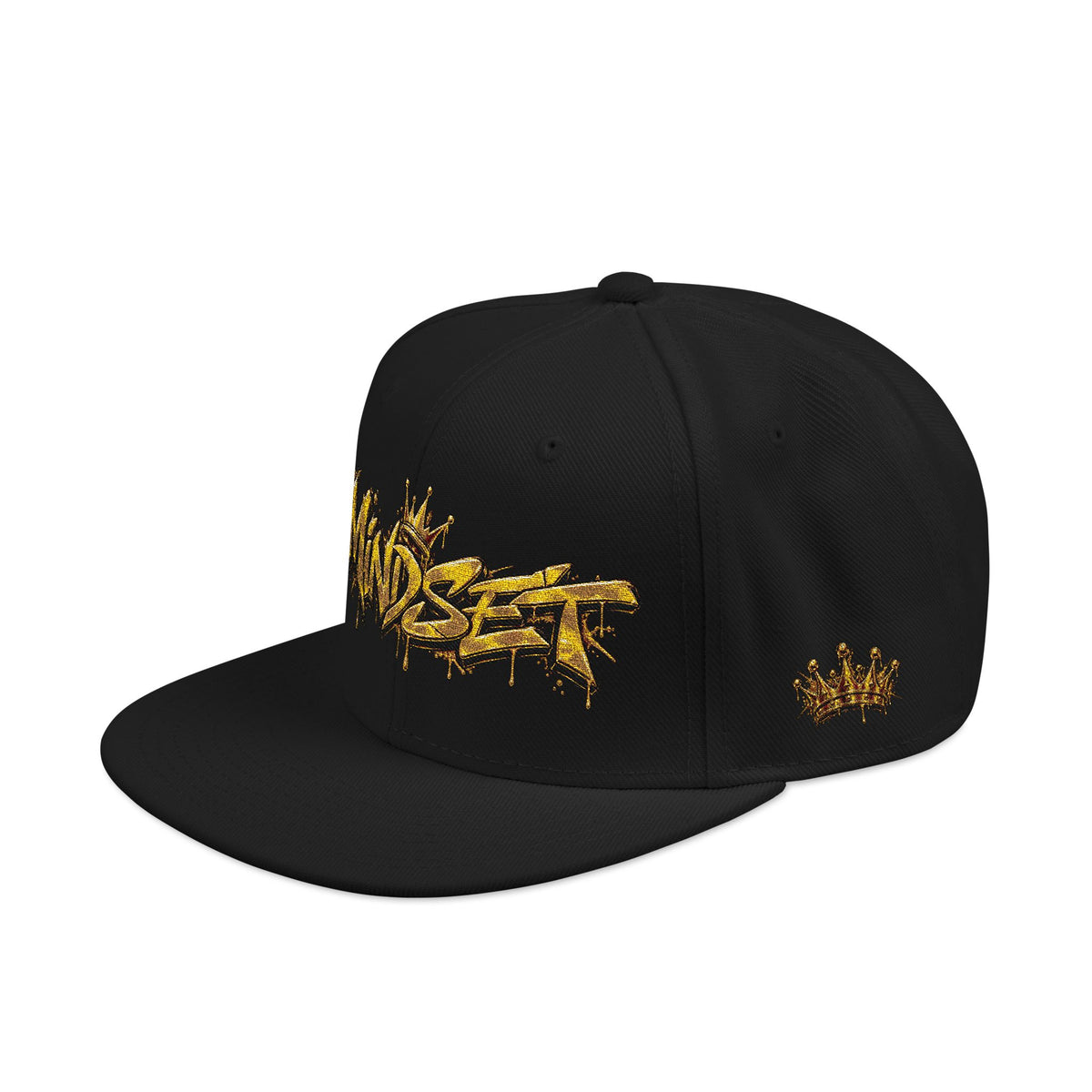 Hat-Embroidered Gold Graffiti Snapback Hat