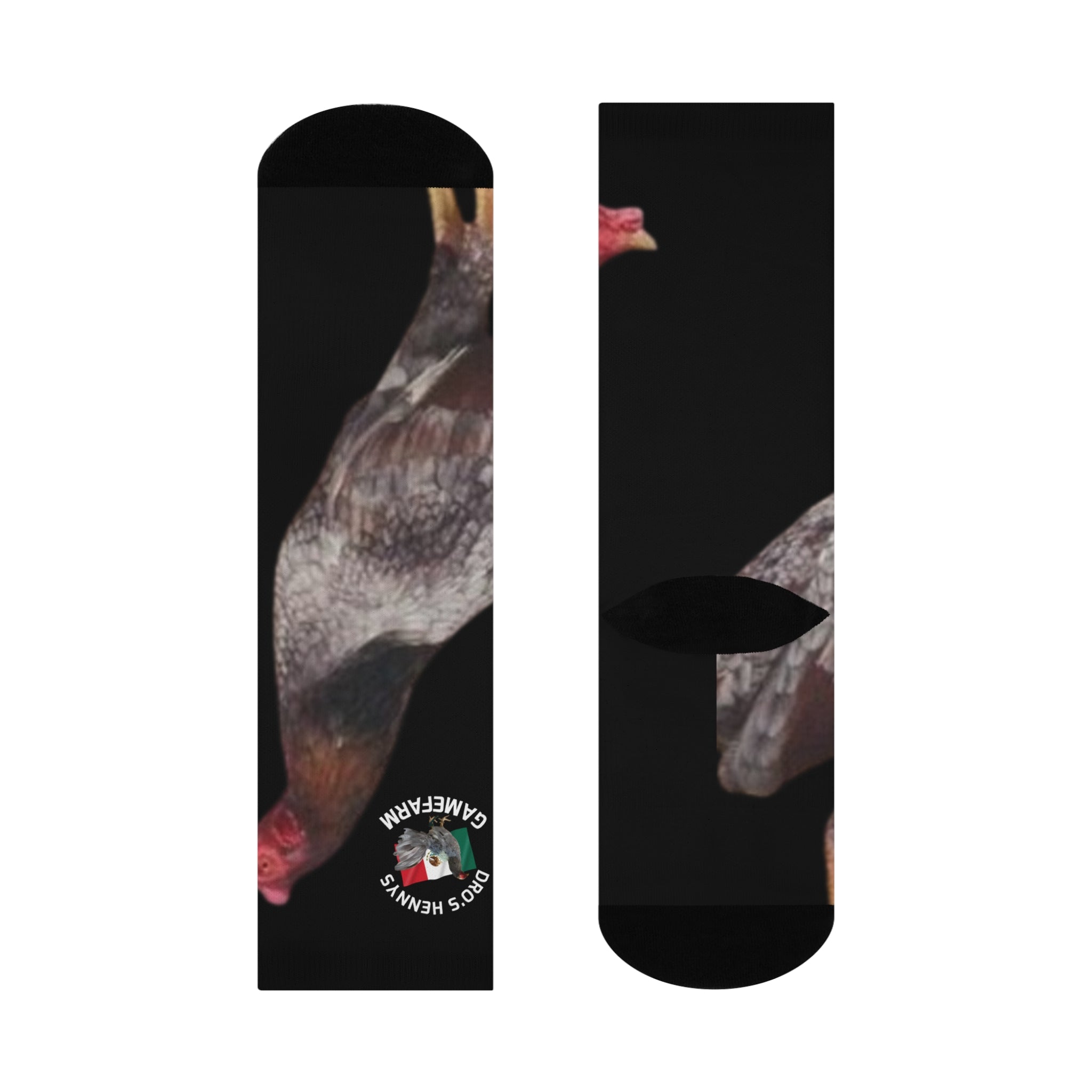 Henny-Rooster Print Cushioned Crew Socks — Gamefarm Hen Design