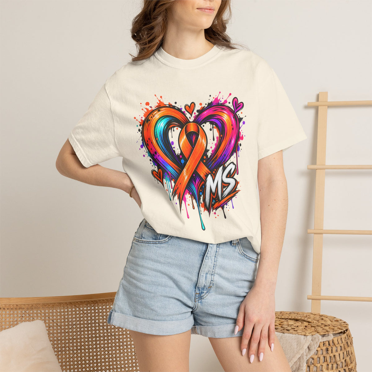 MS- Awareness Heart Ribbon T-Shirt — “Not All Wounds Are Visible” Neuropathy Support Tee