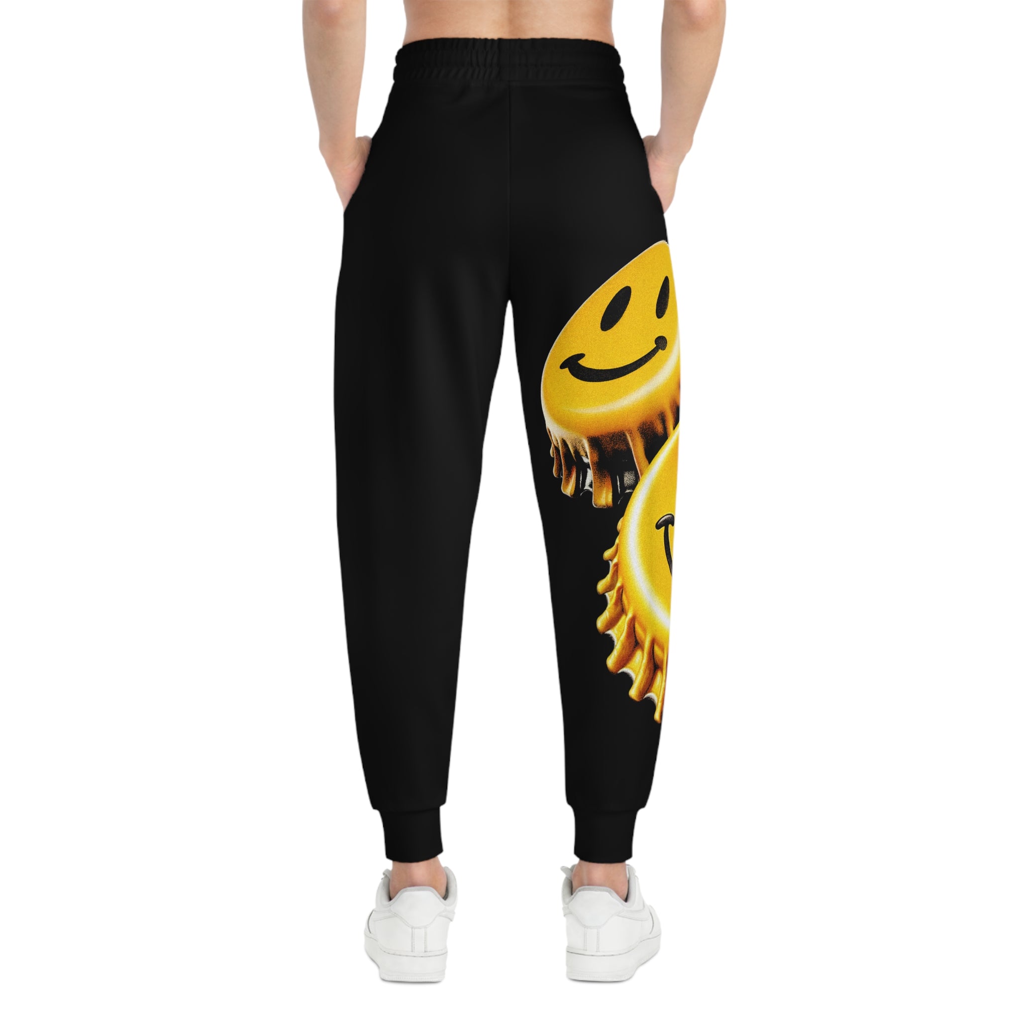 Joggers-Smiley Bottle Cap Athletic Joggers — "It's All Good" Graphic