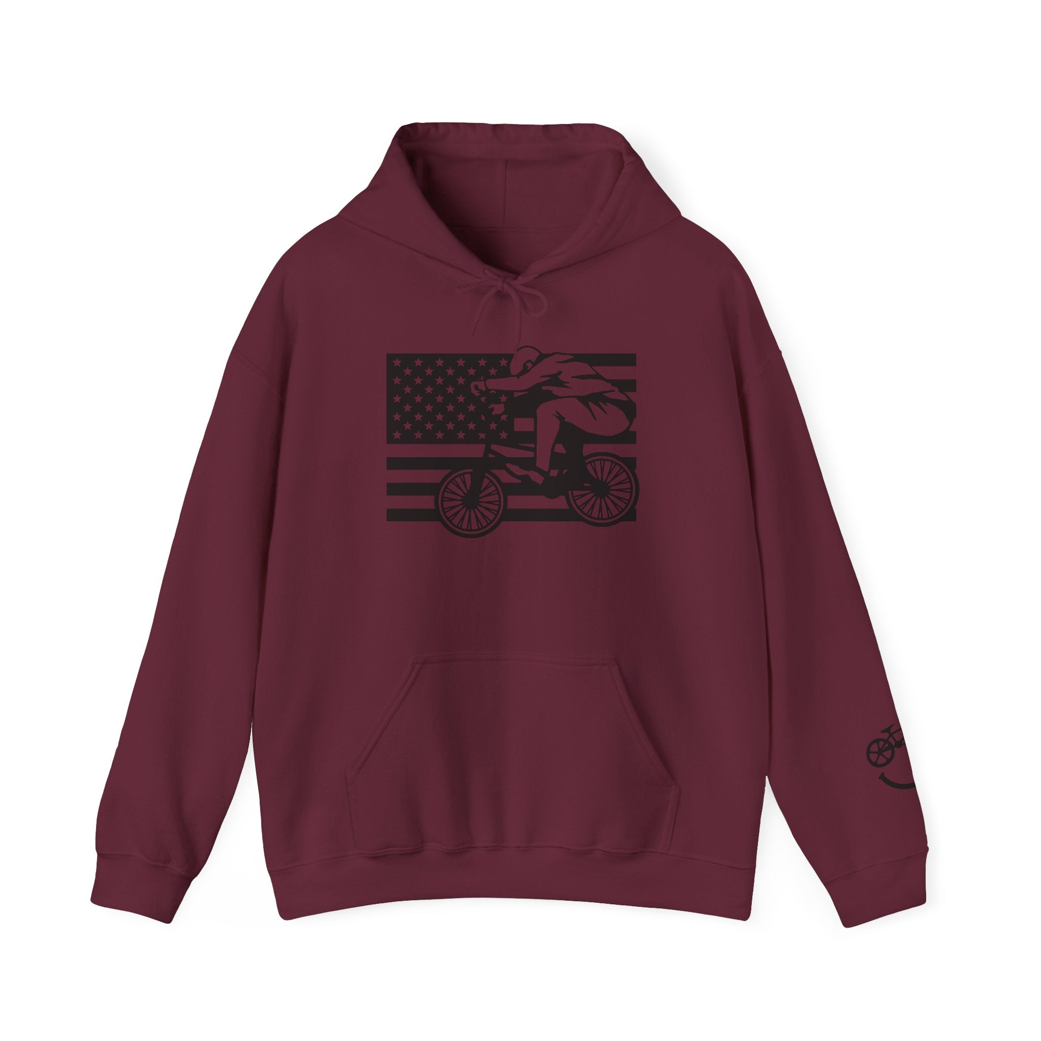 Rad-Biker American Flag Hoodie — 'Is My Bike Okay?' Graphic Hooded Sweatshirt