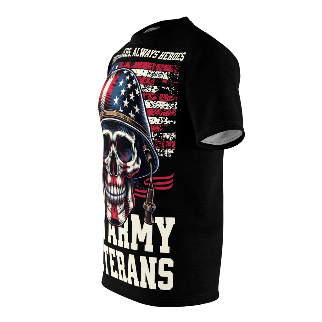 America-U.S. Army Veterans Skull Tee — "Forever Soldiers, Always Heroes" Patriotic T-Shirt
