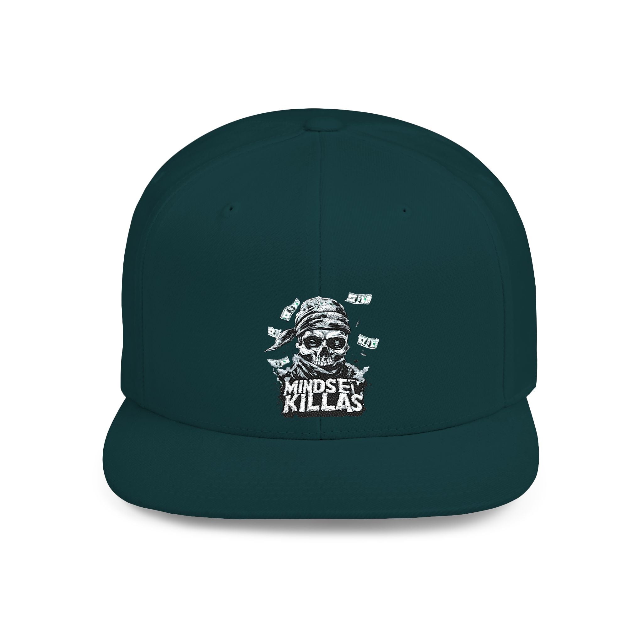 Mindset-Snapback Hat — "Kille" Skull Graphic Flat Bill Cap