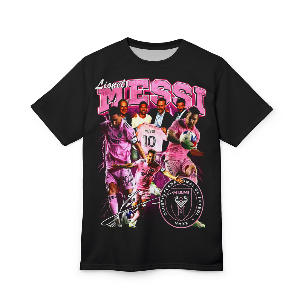 Team-Messi Miami All-Over Graphic Tee — Pink Retro Collage