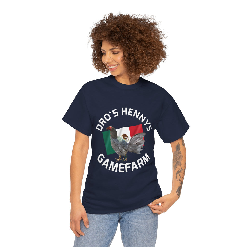 Henny-Gamefowl Tee — "Dro's Henny's Gamefarm" Mexican Flag Rooster Shirt