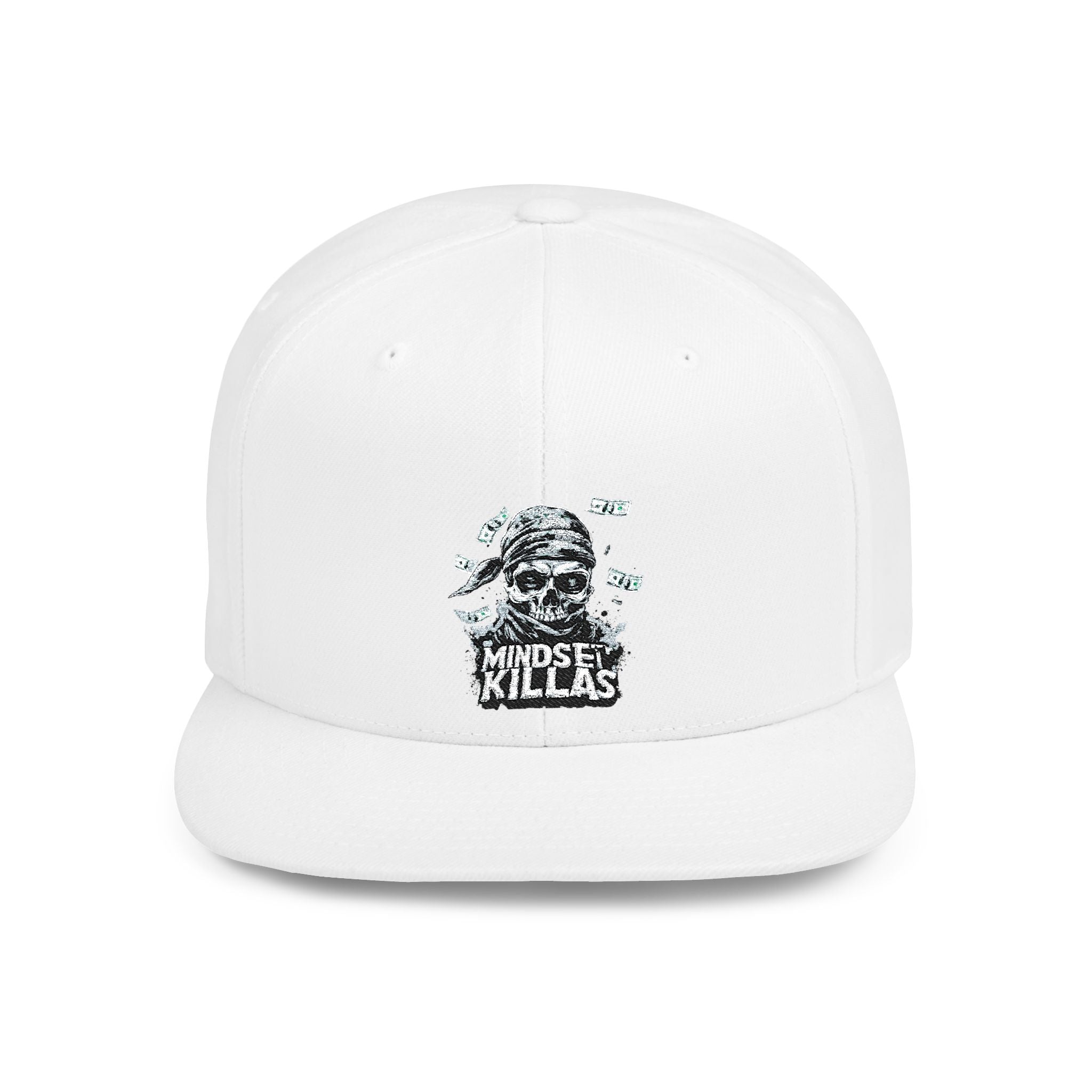 Mindset-Snapback Hat — "Kille" Skull Graphic Flat Bill Cap