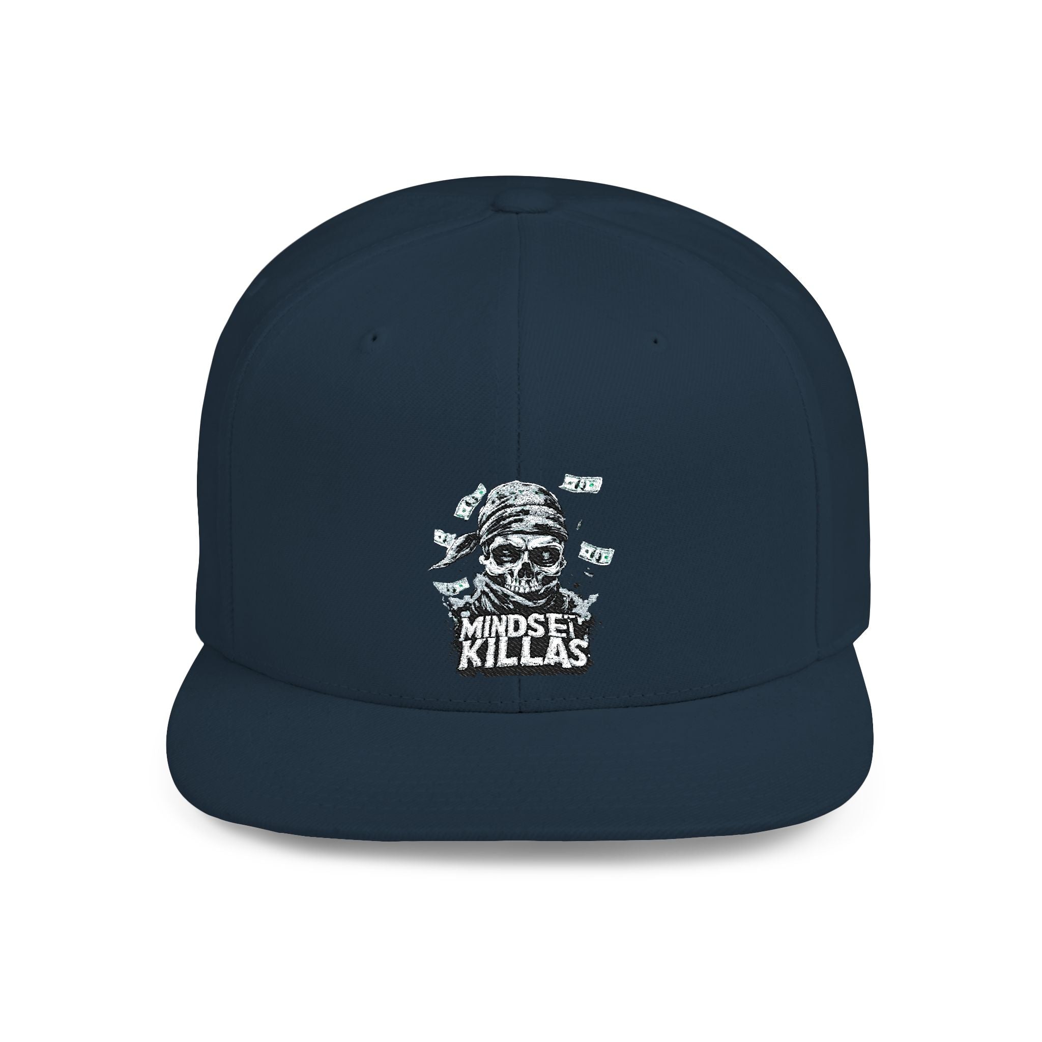 Mindset-Snapback Hat — "Kille" Skull Graphic Flat Bill Cap