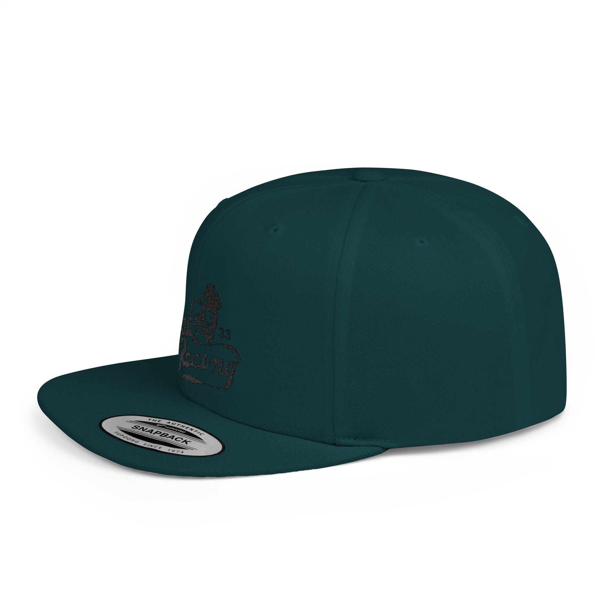 Rad-Flat Bill Snapback Hat — Retro 'Racer Racing' Embroidered Logo Cap