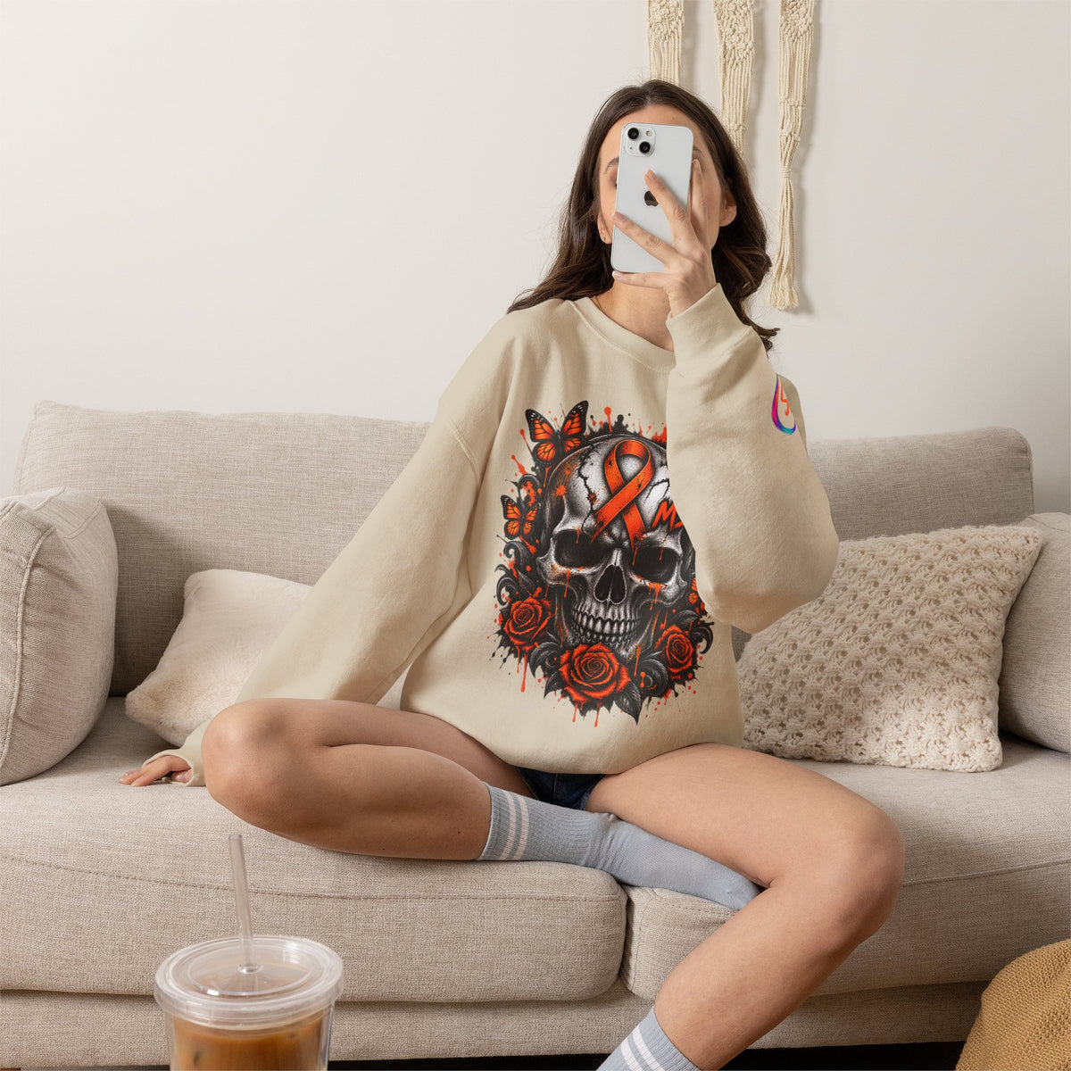 MS- Awareness Skull Crewneck Sweatshirt — "My Lesions Don’t Define Me"