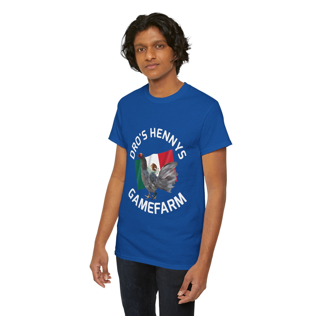 Henny-Gamefowl Tee — "Dro's Henny's Gamefarm" Mexican Flag Rooster Shirt