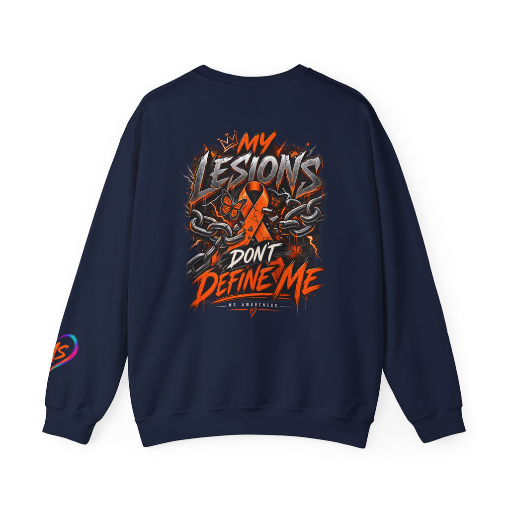 MS- Awareness Skull Crewneck Sweatshirt — "My Lesions Don’t Define Me"