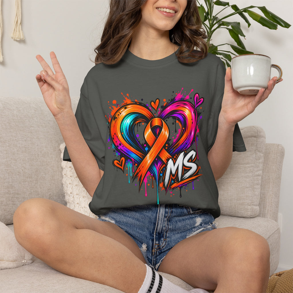 MS- Awareness Heart Ribbon T-Shirt — “Not All Wounds Are Visible” Neuropathy Support Tee