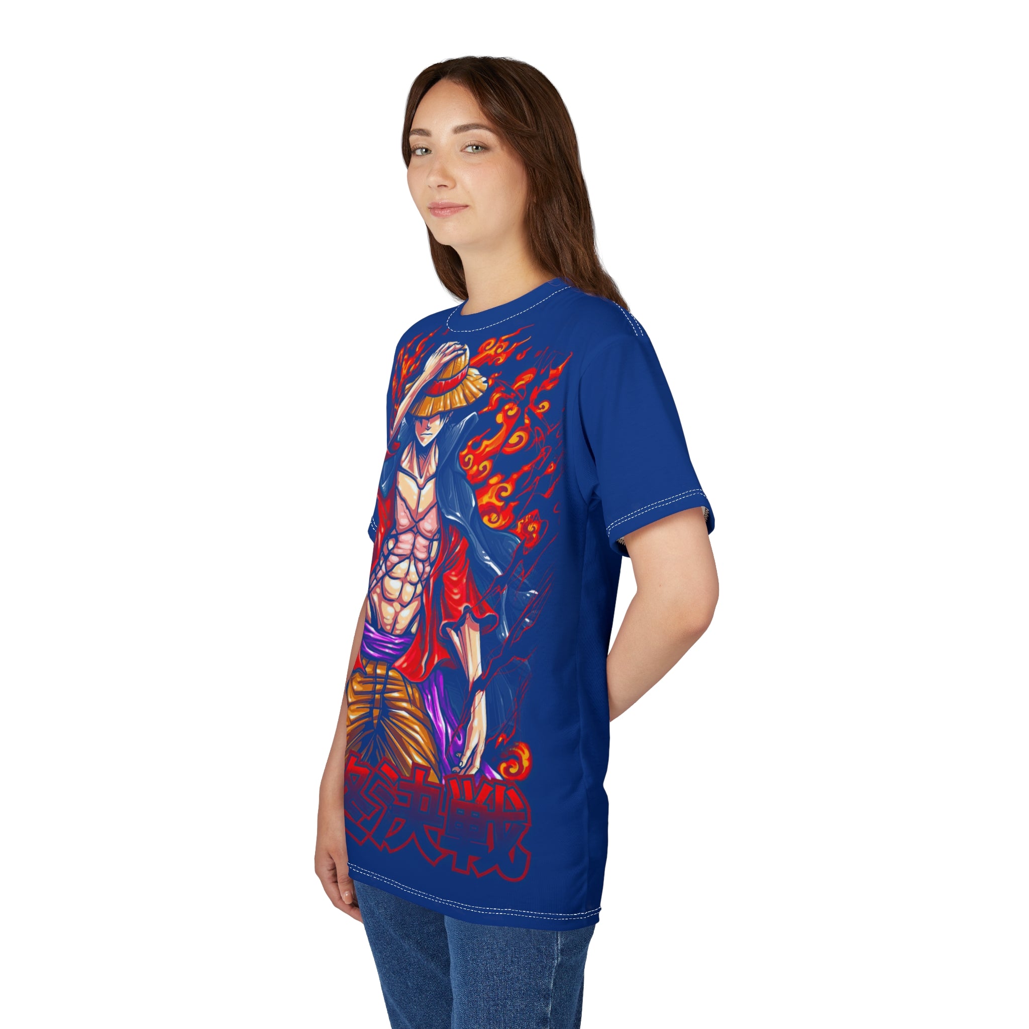 Anime-Flaming Straw Hat Pirate Tee — Anime Luffy Graphic T-Shirt