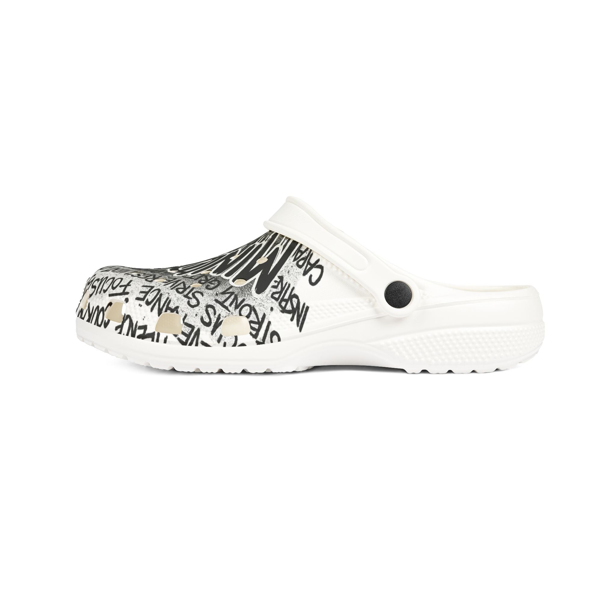 Mindset Graphic Clogs — EVA Foam Comfort Shoes with Motivational Doodle Print