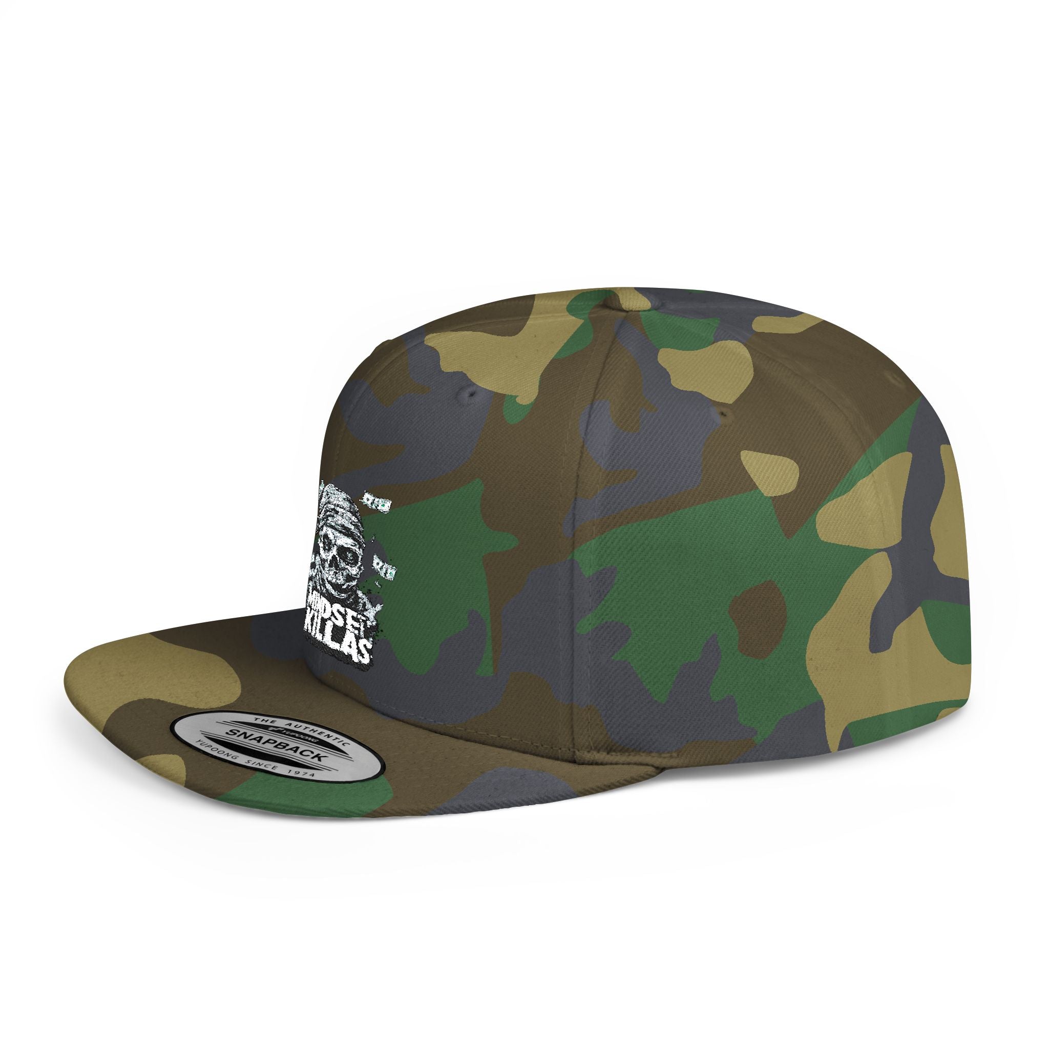 Mindset-Snapback Hat — "Kille" Skull Graphic Flat Bill Cap