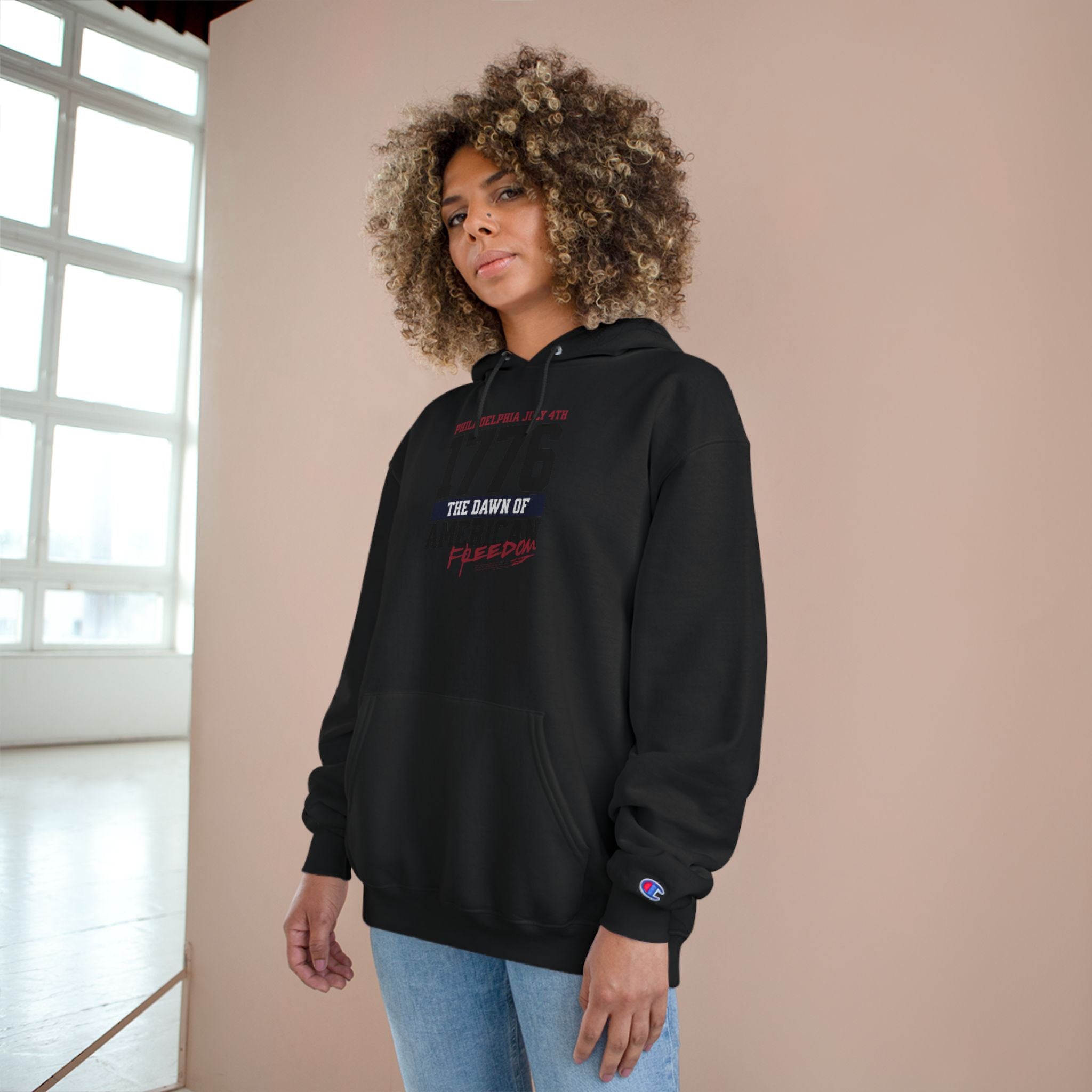Ant-Patriotic 1776 Hoodie — "Love It or Leave It" American Flag Champion Hoodie