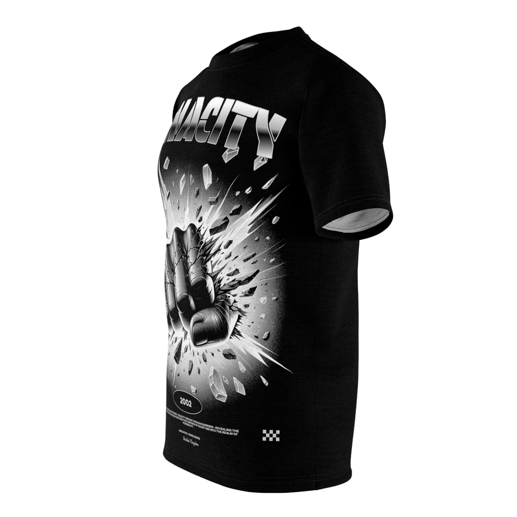 Mindset-Tenacity Fist Graphic Tee — Bold Black Motivational Shirt