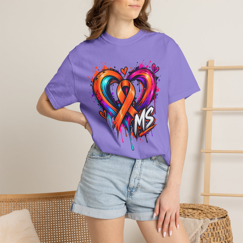 MS- Awareness Heart Ribbon T-Shirt — “Not All Wounds Are Visible” Neuropathy Support Tee