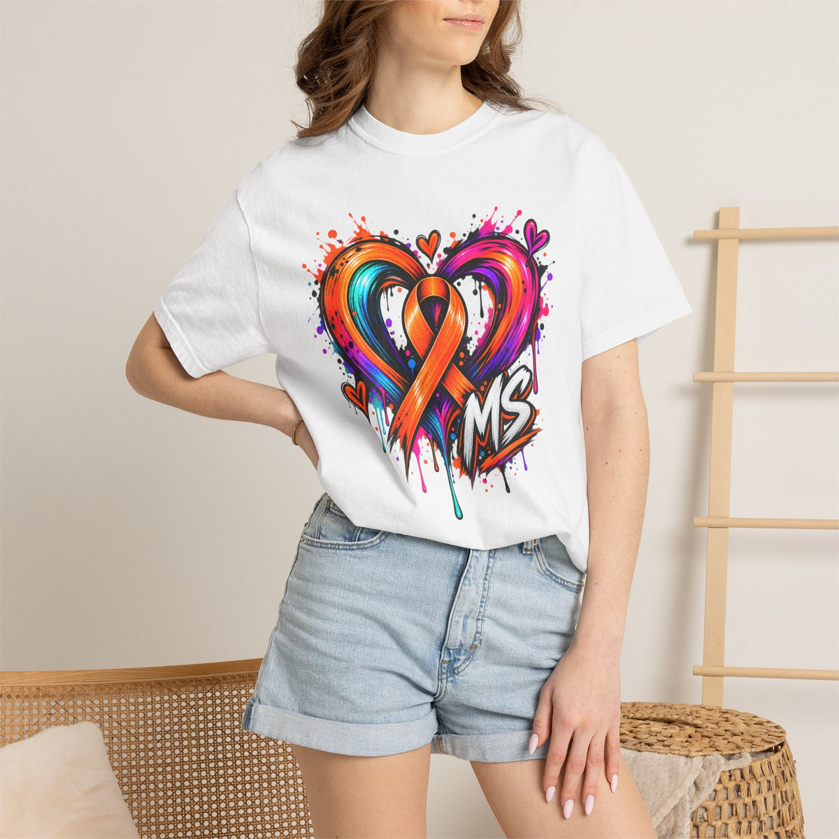 MS- Awareness Heart Ribbon T-Shirt — “Not All Wounds Are Visible” Neuropathy Support Tee