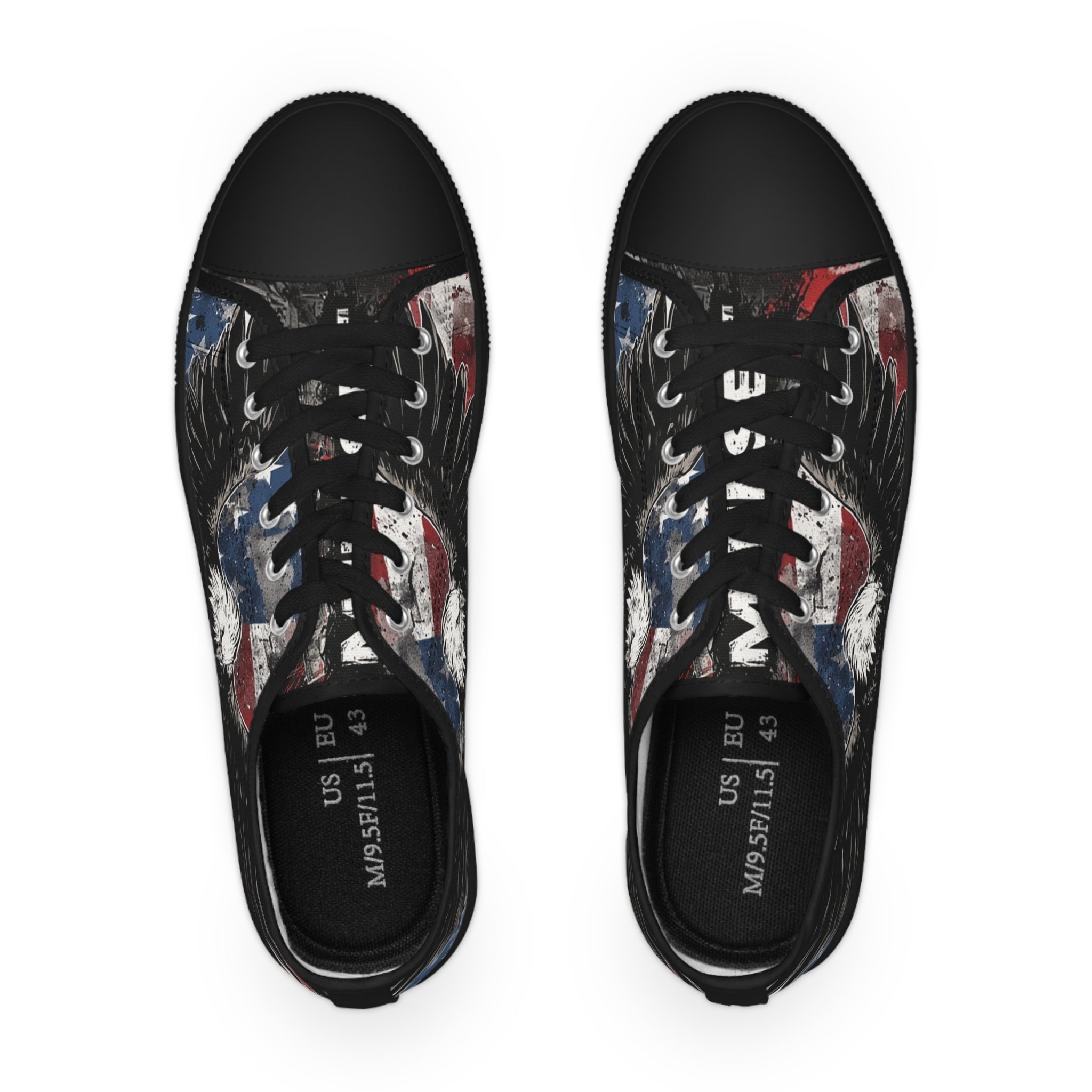 Mindset-Patriotic Eagle Low Top Sneakers — American Flag Graphic Men’s Shoes