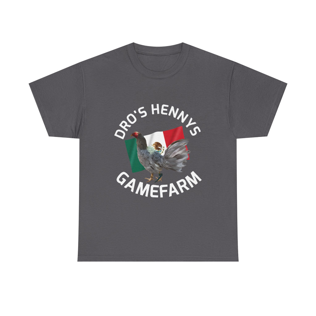 Henny-Gamefowl Tee — "Dro's Henny's Gamefarm" Mexican Flag Rooster Shirt