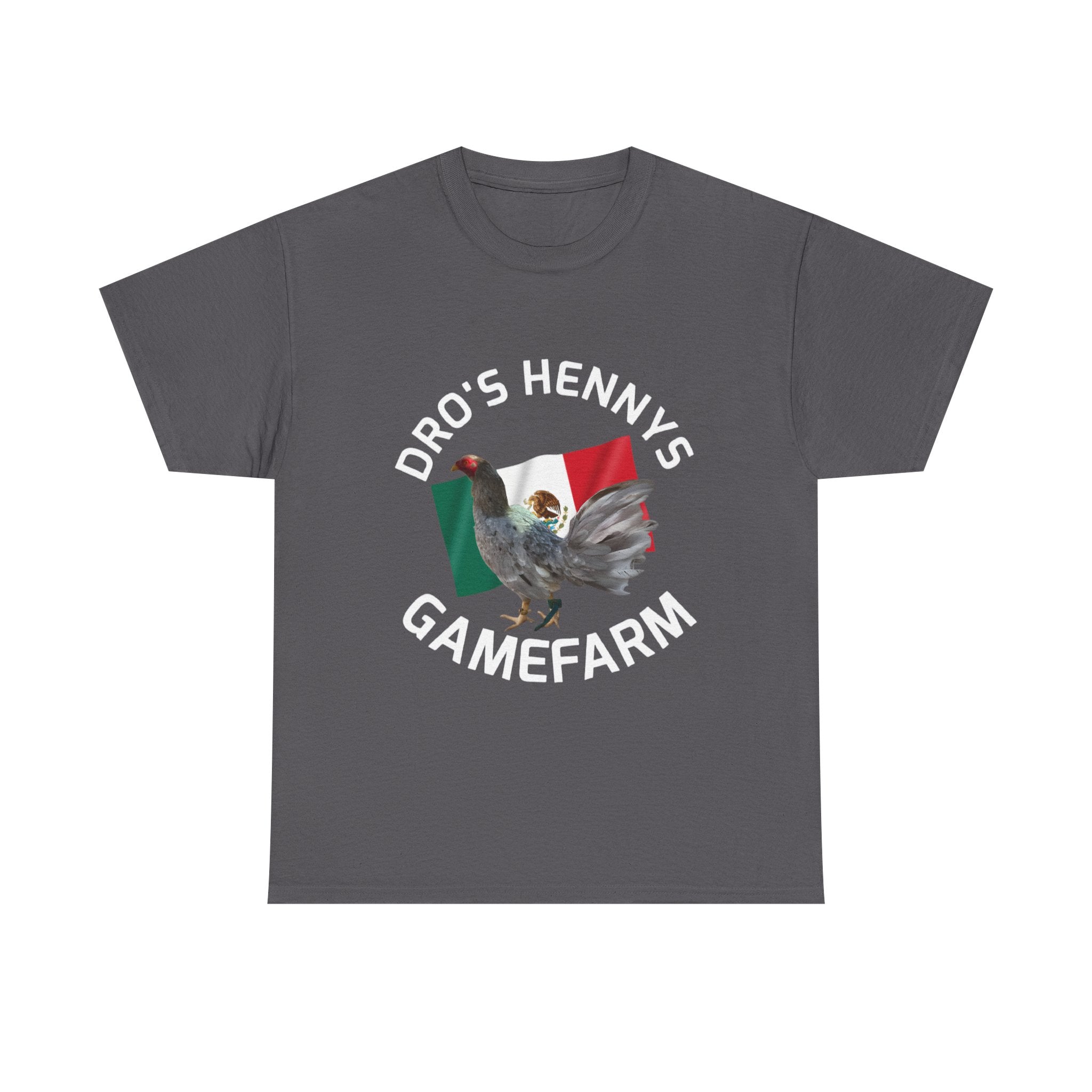 Henny-Gamefowl Tee — "Dro's Henny's Gamefarm" Mexican Flag Rooster Shirt