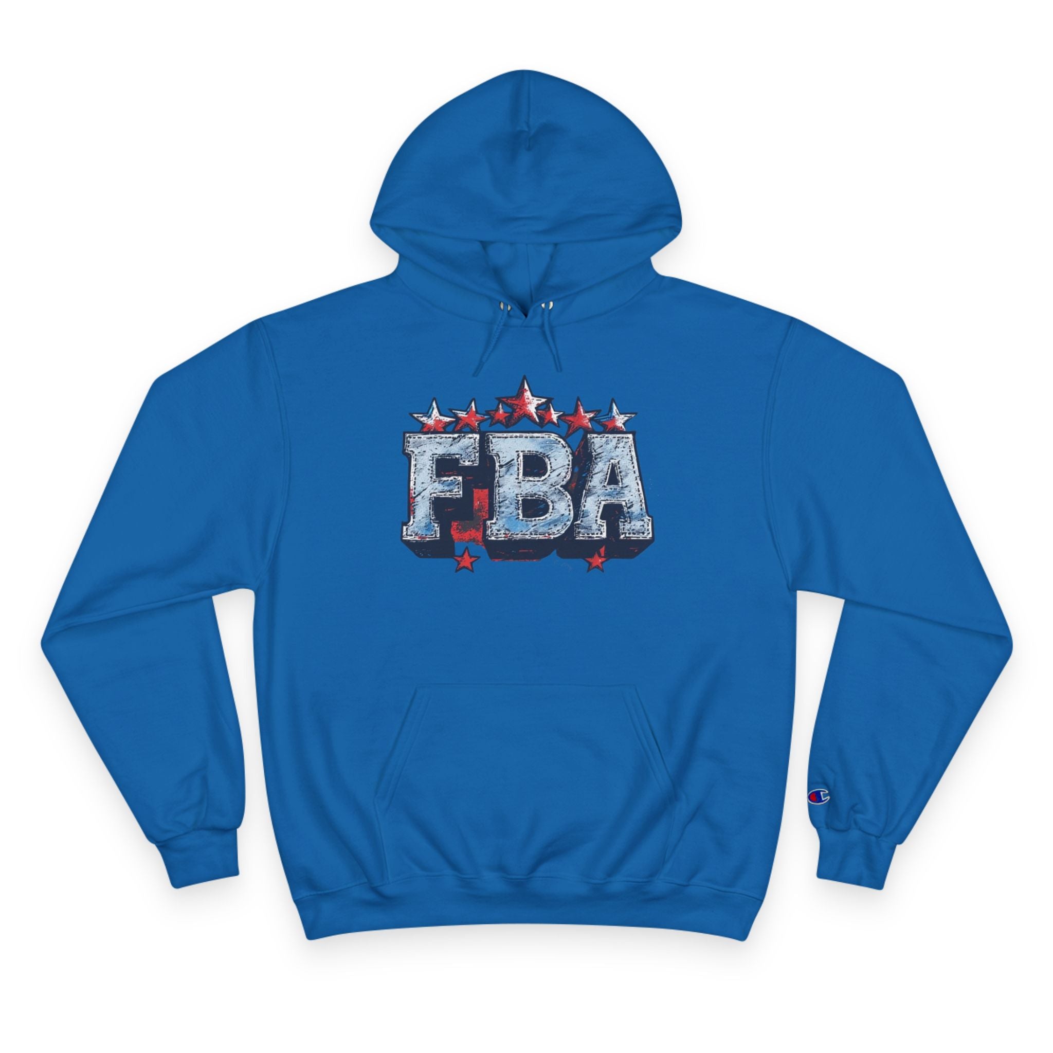 FBA- Graphic Hoodie — Retro Neon Fist & Star Emblem Champion Sweatshirt