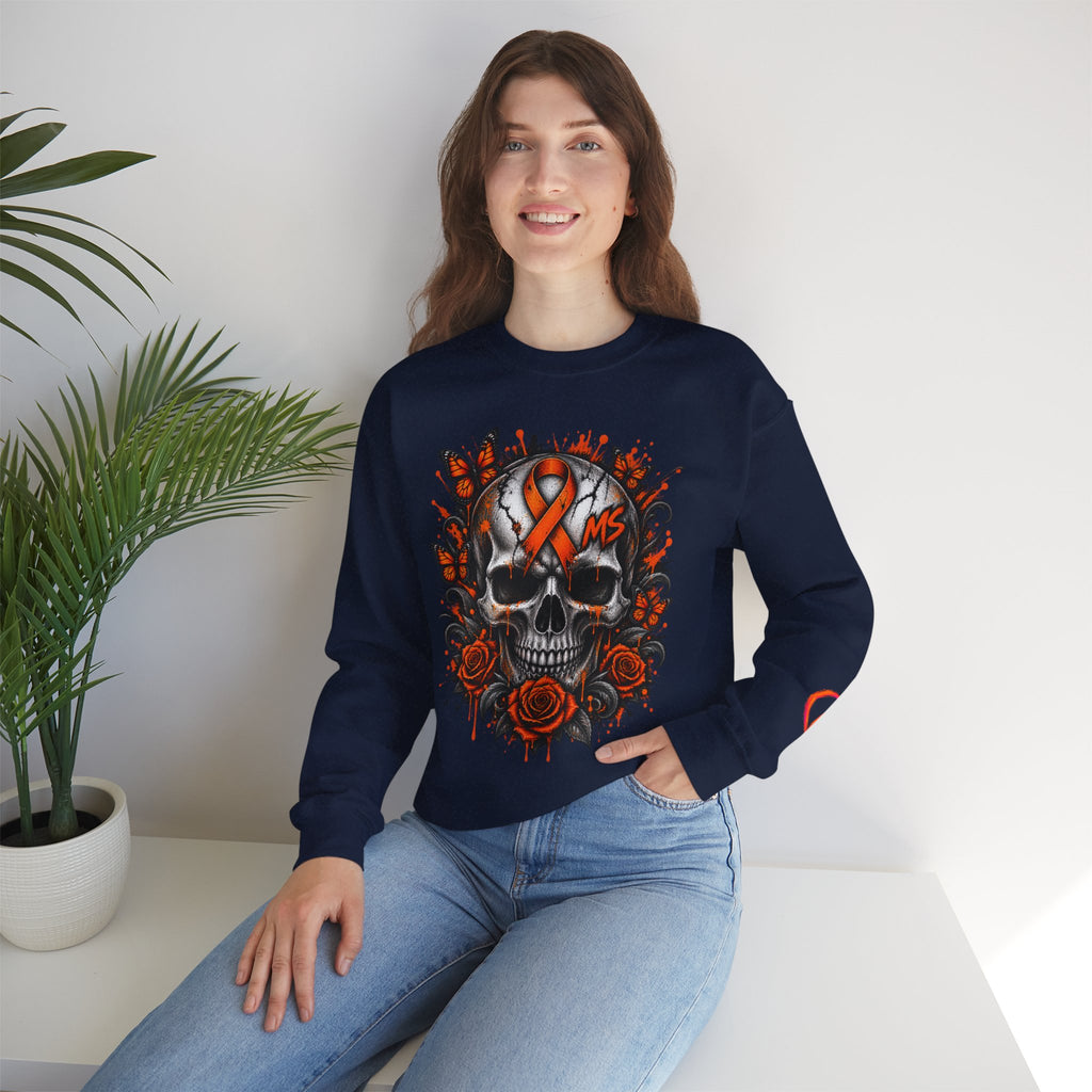 MS- Awareness Skull Crewneck Sweatshirt — "My Lesions Don’t Define Me"
