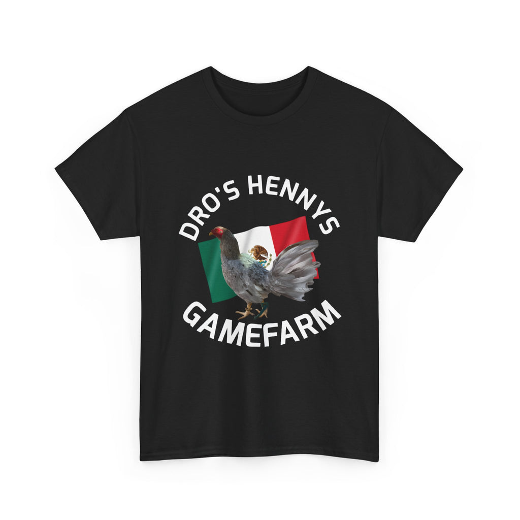 Henny-Gamefowl Tee — "Dro's Henny's Gamefarm" Mexican Flag Rooster Shirt