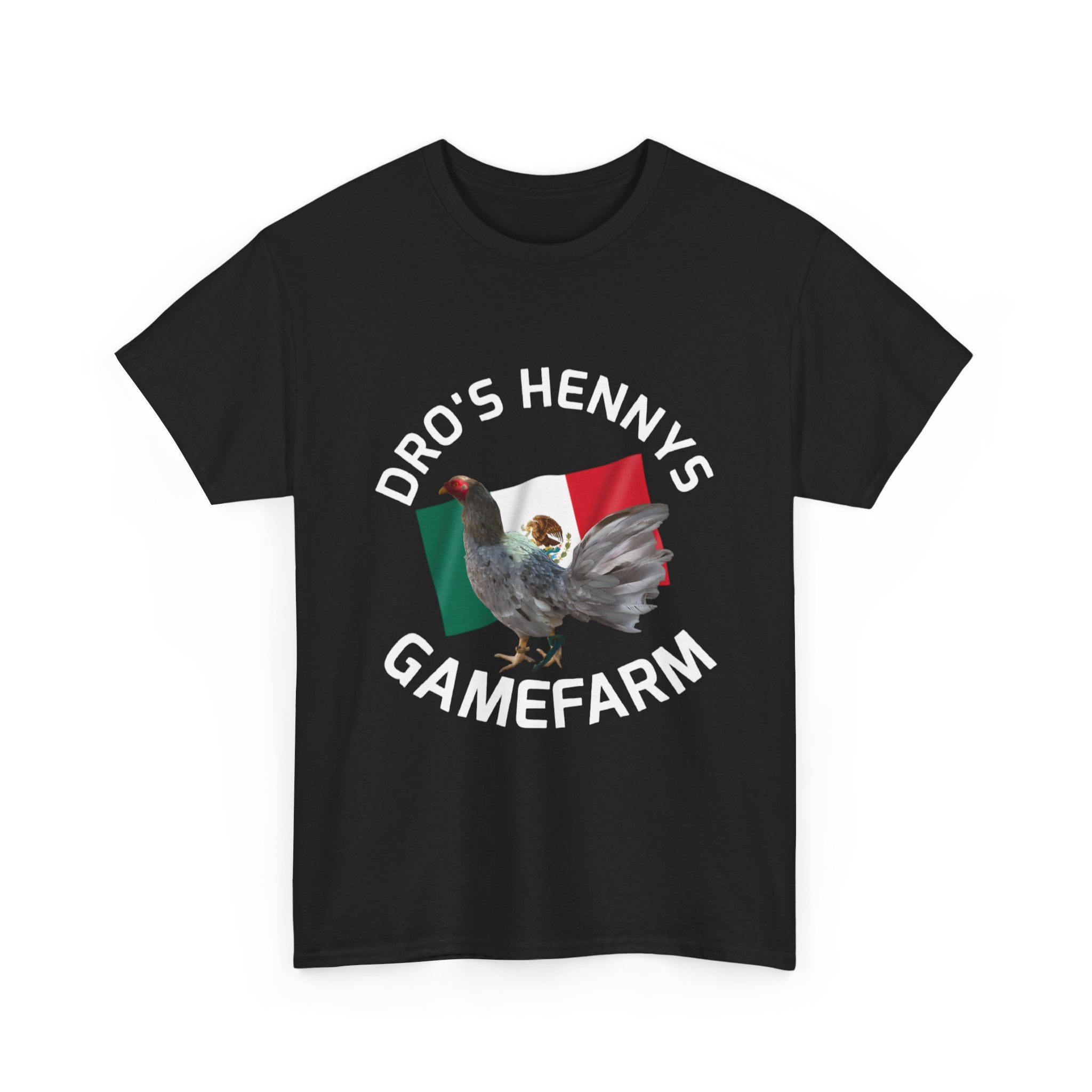 Henny-Gamefowl Tee — "Dro's Henny's Gamefarm" Mexican Flag Rooster Shirt