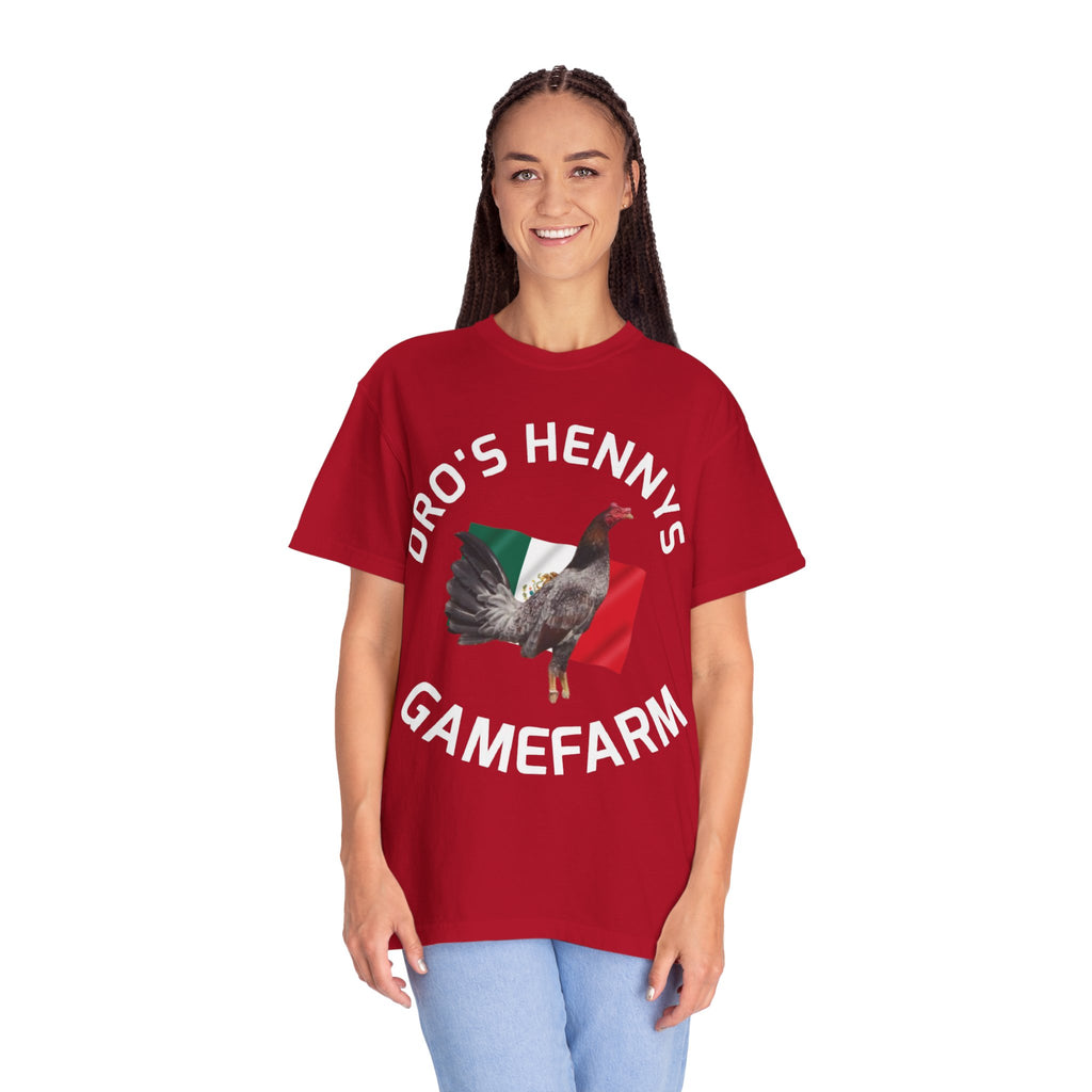 Henny- Gamefarm Rooster T-Shirt — "Dro's Henny's Gamefarm" Poultry Farm Tee