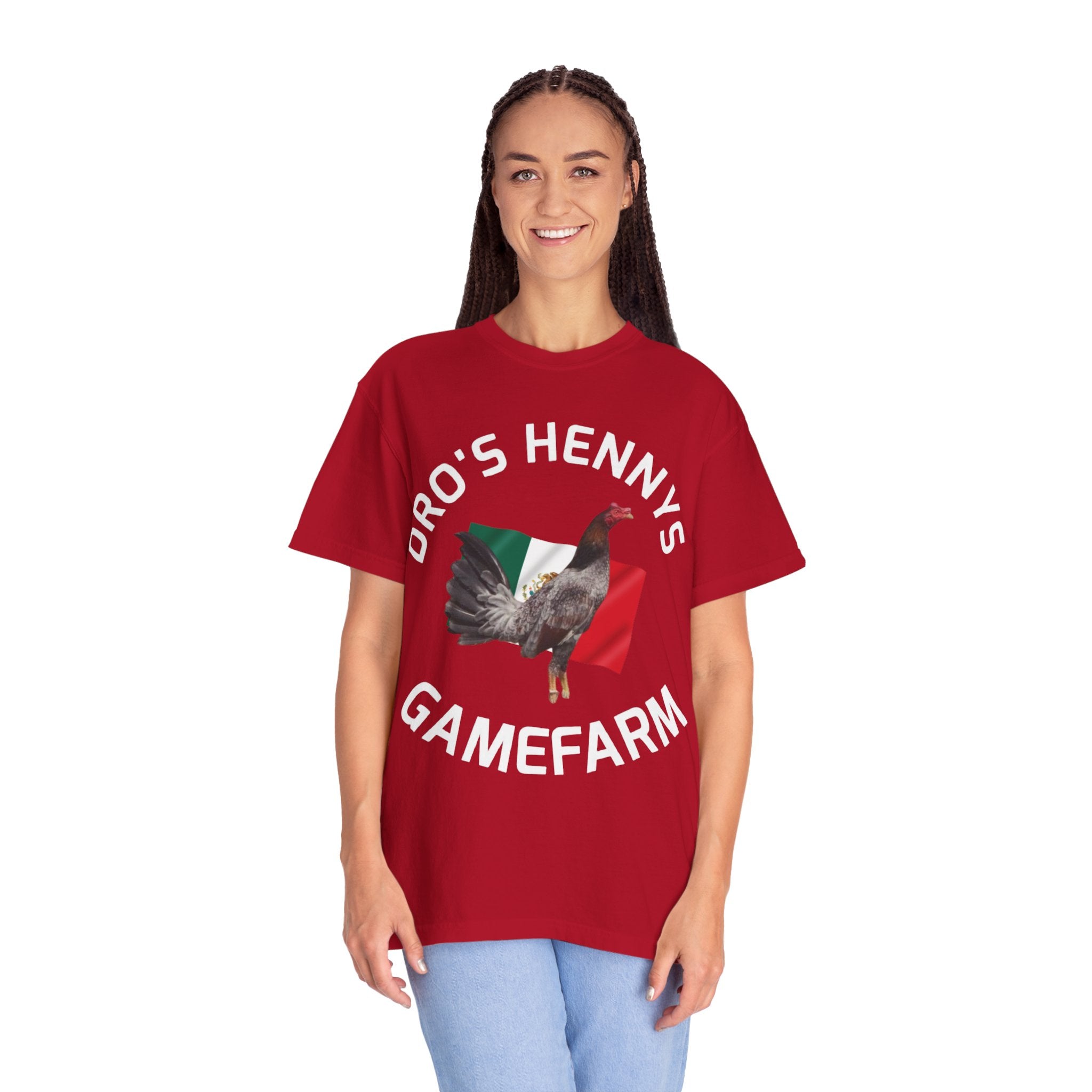 Henny- Gamefarm Rooster T-Shirt — "Dro's Henny's Gamefarm" Poultry Farm Tee
