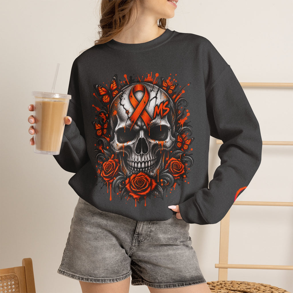 MS- Awareness Skull Crewneck Sweatshirt — "My Lesions Don’t Define Me"