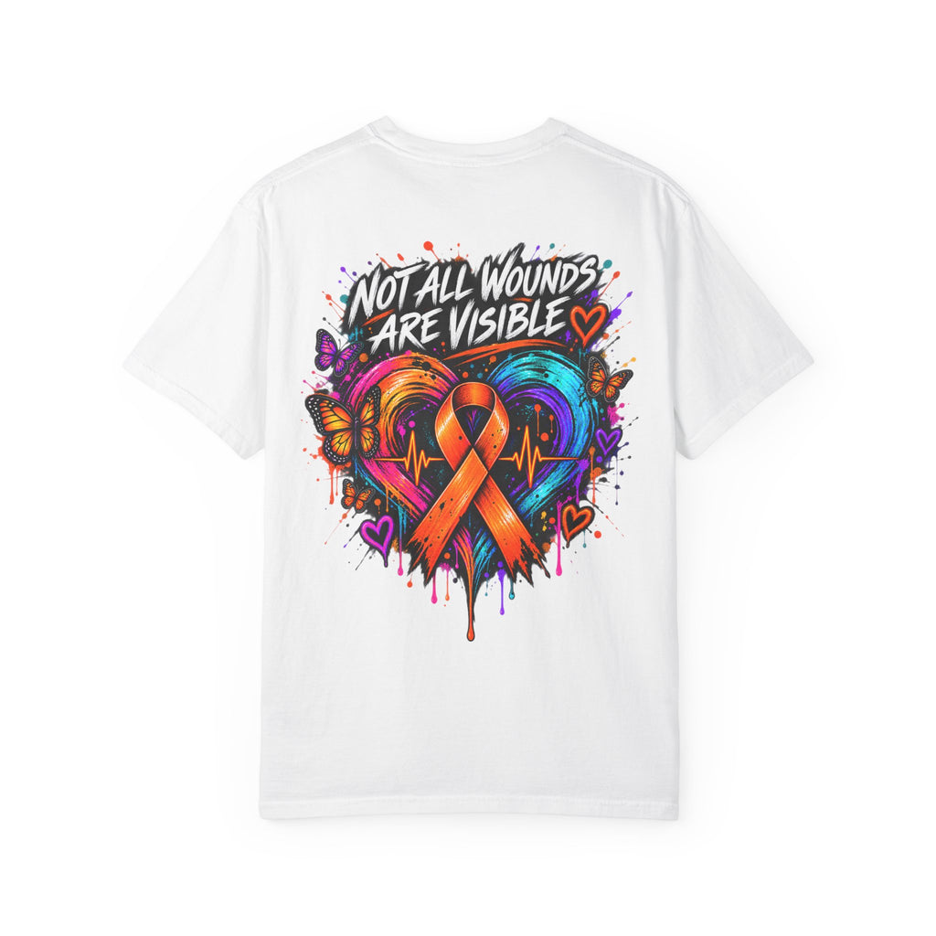 MS- Awareness Heart Ribbon T-Shirt — “Not All Wounds Are Visible” Neuropathy Support Tee