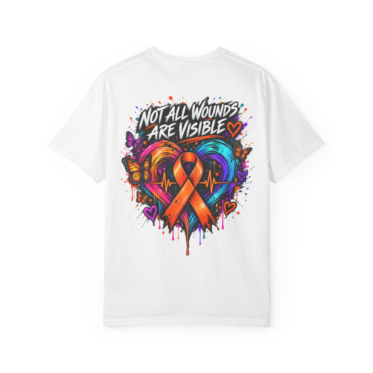 MS- Awareness Heart Ribbon T-Shirt — “Not All Wounds Are Visible” Neuropathy Support Tee