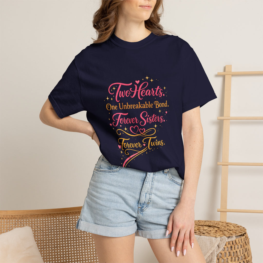 Tiff-Twin Sisters T-Shirt – “Two Hearts One Unbreakable Bond” Graphic Tee