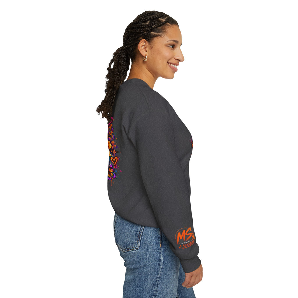 MS- Awareness Crewneck Sweatshirt — "Not All Wounds Are Visible" Orange Ribbon Design