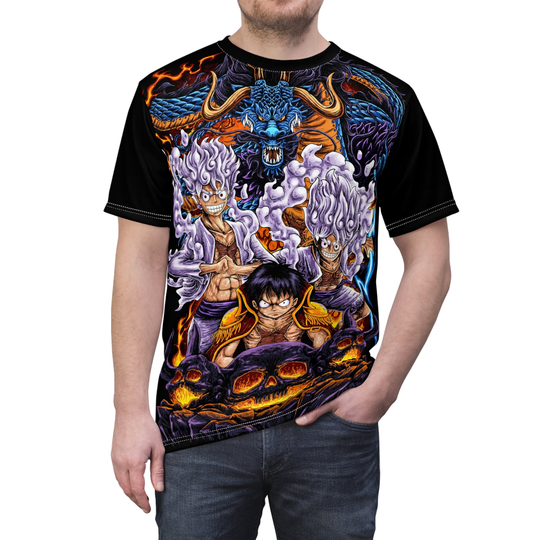 Anime- Pirate Crew Graphic Tee — Luffy & Crew Skull Fantasy T-Shirt