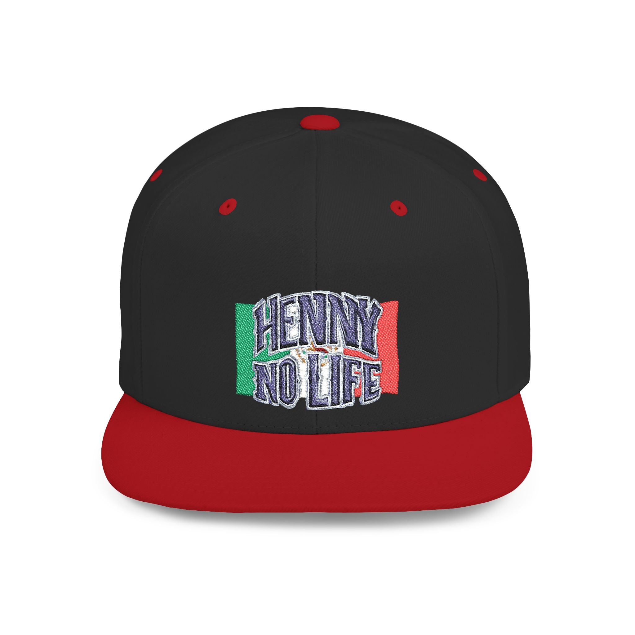 Henny- Flat Bill Snapback Hat — "Henny No Life" Embroidered with Italian Flag Accent