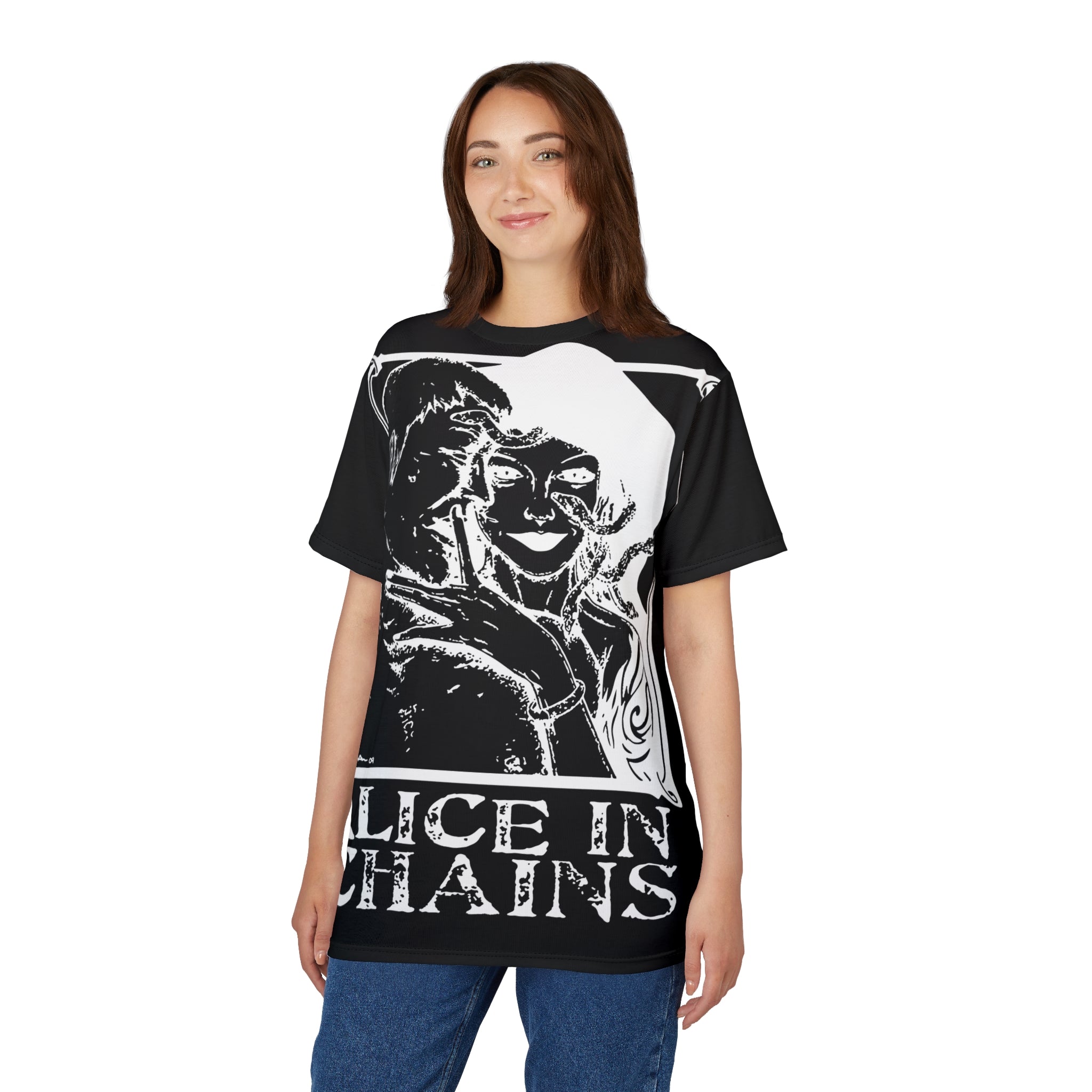 Metal- Alice in Chains Grunge Band T-Shirt – Black All-Over Print Tee