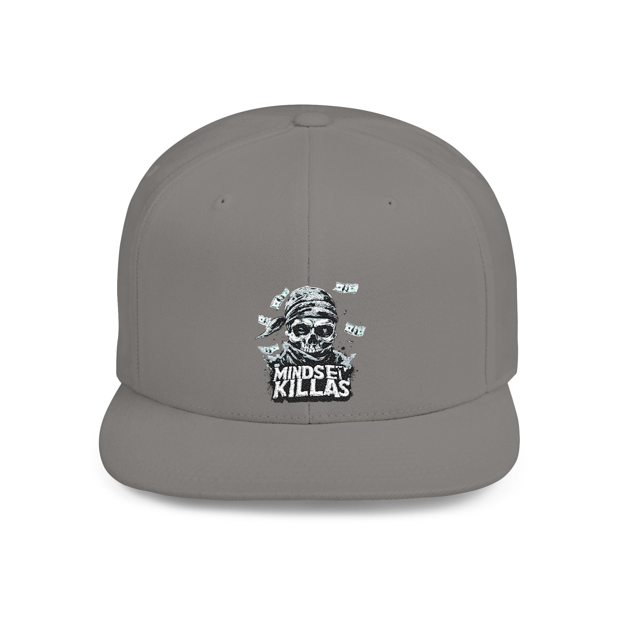 Mindset-Snapback Hat — "Kille" Skull Graphic Flat Bill Cap