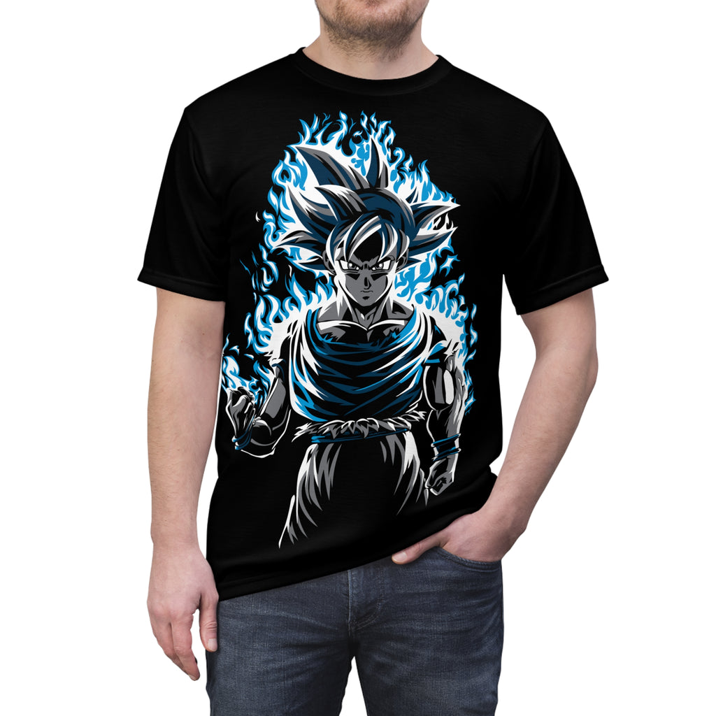 Dragon-Super Saiyan Blue Aura Tee — Anime Power Graphic T-Shirt